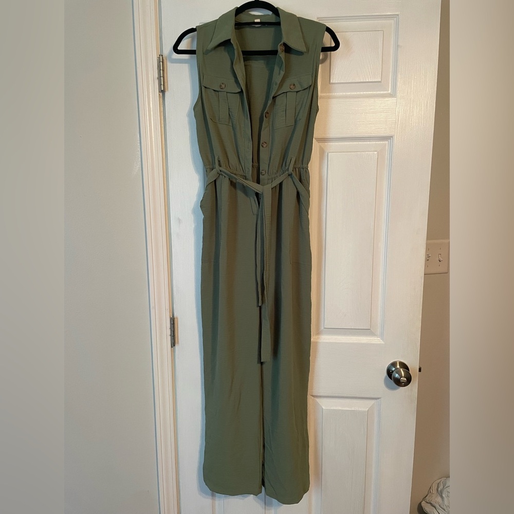 Chic Olive Sleeveless Jumpsuit